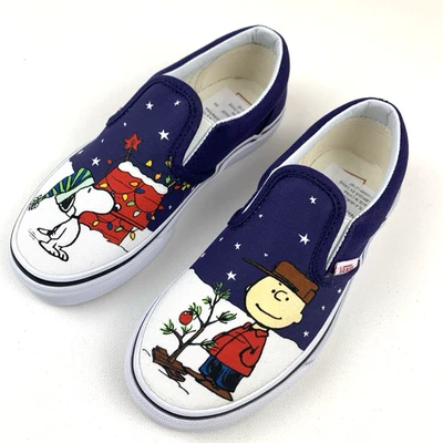 Zapatilla deportiva clásica sin cordones Vans x Peanuts Charlie marrón Navidad niños talla 13 2017 Foto 1 de 4