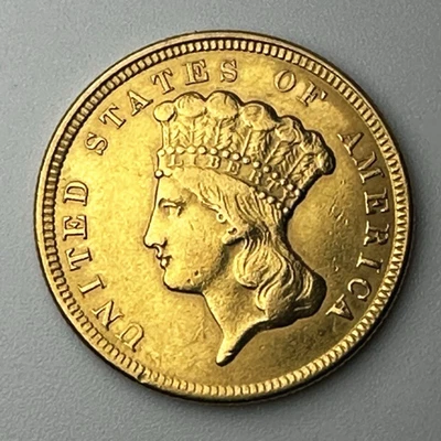 Moneda de oro indio de tres dólares de 1854 $3 - tres dólares Foto 1 de 4