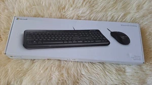 Microsoft Wired 600 Desktop Keyboard USB Mouse Cable Black Win 11 Quiet Key Medi - Picture 1 of 18