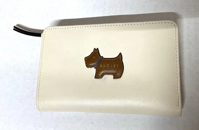 Cartera Radley London Scottie Dog Heritage Radley Cuero Beige Doble Pliegue Cremallera Alrededor Foto 1 de 4