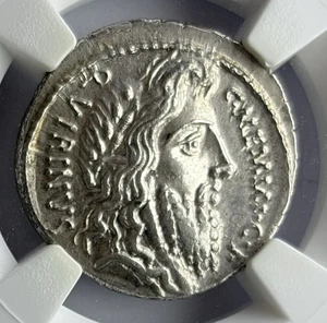 ROMAN REPUBLIC Praetor Memmius Ceres Grain Serpent Snake NGC AU Ancient Coin 62 - Picture 1 of 5