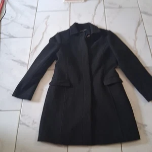 Brooks Brothers 346 Womens Coat Black Size 10 Button Front Wool Blens A8 - Picture 1 of 12