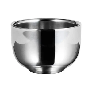 Jabón de afeitar de barbero Burly Bowl de acero inoxidable para hombre de metal - Imagen 1 de 12