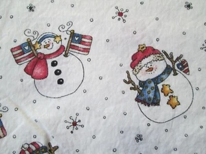 DIANNA MARCUM~Patriotic Snowmen Fabric~MARCUS~Single Cut 2 YDS~FLAGS HEARTS~HATS - Picture 1 of 4