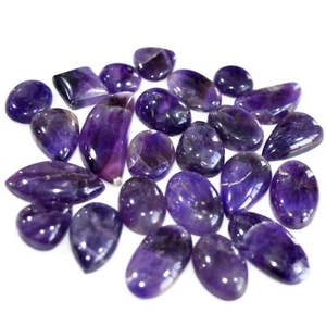 24 Pcs 508 Cts Natural Amethyst Loose Cabochon Gemstone Lot 40x15 11x11mm #3093 - Picture 1 of 6