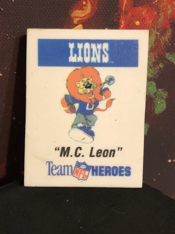 Vintage Team NFL Heroes 1994 Mascots Erasers VERY RARE Detroit Lions MC Leon Cover