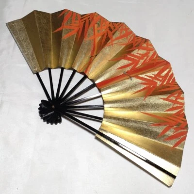 Abanico plegable danza tradicional japonesa bambú rojo 287 mm Sensu Omai Oogi Foto 1 de 4