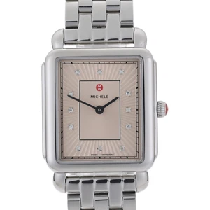 MICHELE Deco II Lachs Zifferblatt 12 Stück Diamant 30x32mm Damenuhr - Bild 1 von 8