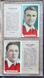 1934 Ardath Famous Footballers Arsenal Eddie Hapgood & Alex James Diff backs - Picture 1 of 12