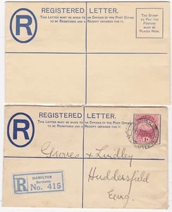 2x BUSTE POSTALI KGV BERMUDA REGISTRATE INUTILIZZATE & 1927 USATE > UK - Foto 1 di 2