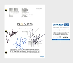 KNOCHEN SIGNIERT PILOTEPISODE TV DREHBUCH VON 4 CAST DAVID BOREANAZ mit ACOA COA - Bild 1 von 3