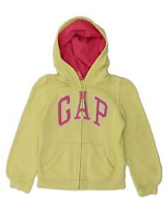 GAP Girls Graphic Zip Hoodie Sweater 4-5 Years Green Cotton AI12