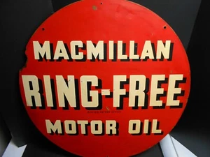 MACMILLAN "Ringfrei" Motoröl doppelseitiges Schild; 30" Durchmesser; ca 1940er Jahre - Bild 1 von 4