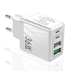Europejska wtyczka ładowarki ściennej USB UE 36W szybkie ładowanie PD USB typ C ładowarka podróżna
