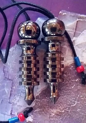 2 BLACK EGYPTIAN STYLE 4 RING ISIS WITNESS CHAMBER DOWSING PENDULUM - Image 1 of 2