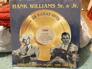 HANK WILLIAMS SR & JR. VINYL LP  DOUBLE ALBUM;EXC. COND.24 SONGS/ FREE POSTAGE!! - Picture 1 of 17