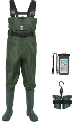 TIDEWE - Bootfoot Chest Wader, 2-Ply Nylon/PVC Waterproof Fishing Hunting... - Image 1 of 4