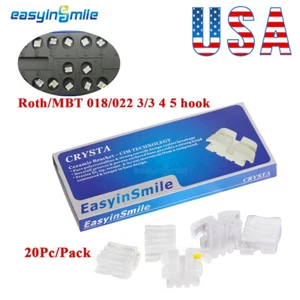 20Pcs Dental Orthodontic Brackets Ceramic MBT/ROTH Clear Braces MINI 3/345 Hooks - Picture 1 of 16