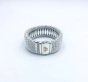 Lagos Caviar Sterling & 18k Gold Wide 23mm Bracelet $1250 Retail - Picture 1 of 5
