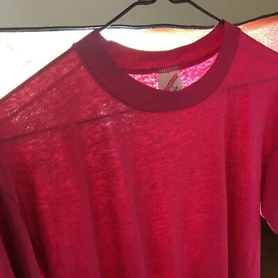 Vintage 80s 90s Grunge Distressed Worn Paper Thin Hot Pink Surf Blank T Shirt  - Image 1 of 4