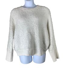 BP Sweater Size Large White Fuzzy Pullover Long Sleeved Crew Neck Womens
