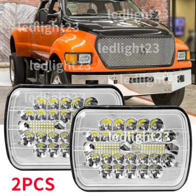 DOT Pair 130W 5x7" 7x6" LED Headlights Chrome Fit for Ford F-650 F-750 2000-2015 - Image 1 of 4