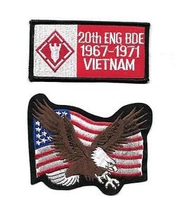JUEGO DE PARCHES NOVEDAD DE INGENIERÍA DE LA 20A BRIGADA DE INGENIERÍA DE GUERRA DE VIETNAM EE. UU. AMY 1967-1971 2 piezas - Imagen 1 de 1