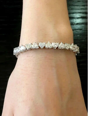 Brazalete de tenis de 7"" de diamantes creados en laboratorio con corte de corazón de 4 quilates enchapado en oro blanco de 14 quilates Foto 1 de 4