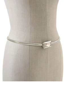 WHITE HOUSE BLACK MARKET JEWELED SILVERTONE COBRA STRETCH BELT Tck PRICED $58.00 - Picture 1 of 10