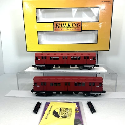 MTH RailKing 30-2727-3 MTA Red R-12 Non-Powered 2-Car Subway Add On Set O Used - Image 1 of 4