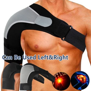 Shoulder Brace Rotator Cuff Support Relief Pain Adjustable Belt Gray Left/Right - Picture 1 of 17