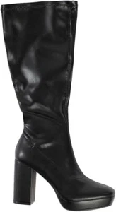 Mia Gavi Leather Boots Women's Size 8.5 Block Heel and Platform Black Modern NEW - Picture 1 of 9