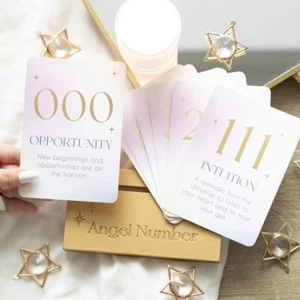 Angel Number Affirmation Cards with Wooden Stand - Picture 1 of 5