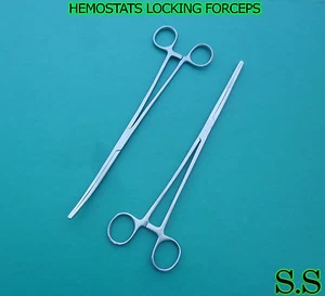 HEMOSTATS LOCKING FORCEPS 10" 1 pcs curved & 1 straight - Picture 1 of 1