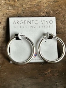 ARGENTO VIVO 1.5” Hoop Earrings Sterling Silver NWT - Picture 1 of 3