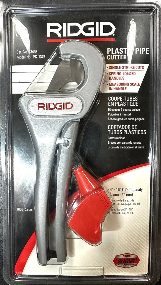 RIDGID 23493   #PC-1375 Single Stroke Plastic Pipe / Tubing Cutter, 1/8"- 1-3/8" - Image 1 of 4