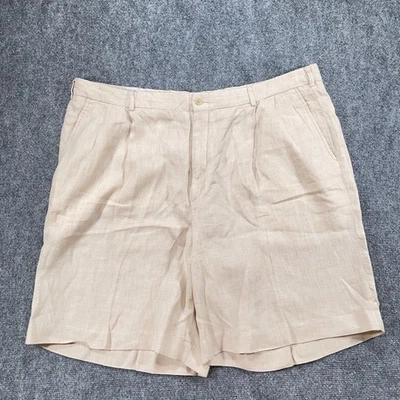 Pantalones Cortos Lands' End Para Hombre 42R Beige Lino Plisado Bolsillos Tiro Medio Informales Verano Foto 1 de 4