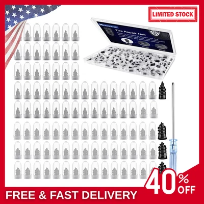 Kit de reparación de clavos de neumáticos de goma de 100 piezas tapones para neumáticos de tornillo para automóvil camión SUV furgoneta Foto 1 de 4