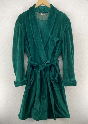 EDWARD M JANIS Bata Para Hombres OS Mantón de Terciopelo Cinturón Corbata Cintura Verde De Colección Foto 1 de 4