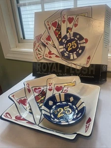 Royal Flush Poker Chip & Dip Entertainment Texas Hold'm Clay Art Serving Set - Picture 1 of 16