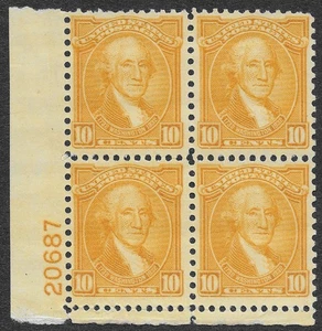 MMK Filately: US Scott #715 MNH Bloque de placas (4) 10c Washington SCV $110 - Imagen 1 de 2