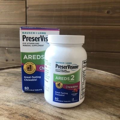 Bausch & Lomb PreserVision Areds 2 masticables mezcla de sabor a bayas - 60 quilates - exp 10/26 Foto 1 de 4