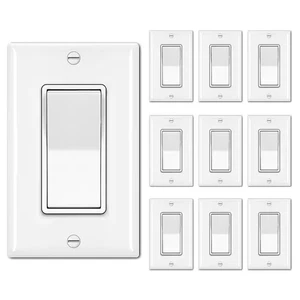 15 AMP einpolig beleuchtet antimikrobiell Wippe Lichtschalter weiß 10er Pack w - Bild 1 von 12