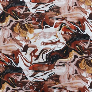Brown Swirl Jersey Fabric - Tie Dye Thin 2 way stretch dress fabric - Picture 1 of 4