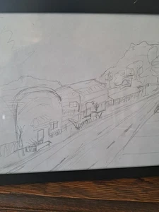 9x11 town scene rough sketch unsigned - Picture 1 of 4