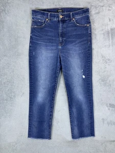 Express Jeans Damen 10 kurz blau dunkle Waschung super hoher Bund modern gerade - Bild 1 von 10