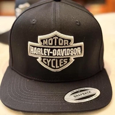 Harley-Davidson 9fifty baseball cap embroidered racing men's flat brim hat black - Image 1 of 4
