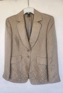 Linda Allard Ellen Tracy Blazer Damen Größe 10 Beige 100 % Seide Langarm - Bild 1 von 13