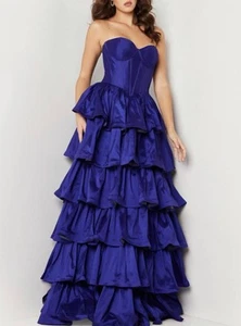 Jovani Strapless Ruffle Skirt Gown Size 8 - Picture 1 of 2
