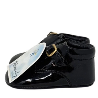 Zapatos de bebé Heavenly Fashion Suelas negros talla 15 charol hebilla correa nuevos Foto 1 de 4